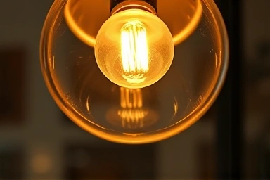 Close-up of a George Nelson Bubble Lamp's texture and light.