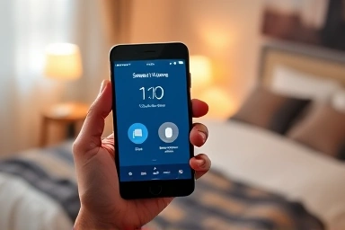 Controlling smart lights with a smartphone app.