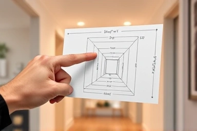 Diagram showing optimal spacing for hallway recessed lighting.
