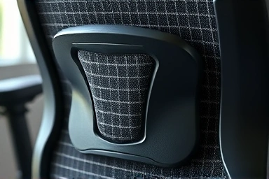 Close-up of ergonomic chair lumbar support