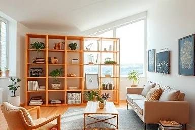 IKEA KALLAX used as a creative room divider and display.