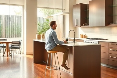 Comfortable seating at kitchen island, ideal chair height.