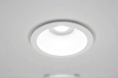 Glare-free, diffused light from a modern downlight fixture