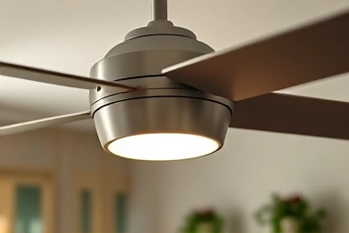 Close-up of a slim ceiling fan light.
