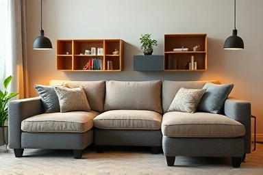 Versatile modular sofa creating functional zones in a modern living room.
