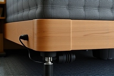 Close-up of quiet electric motor in modern bed frame.