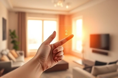 Modern living room with smart light switch