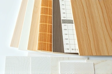 Close-up of various temba board material samples.