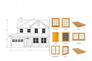 House blueprint and construction materials for home renovation.