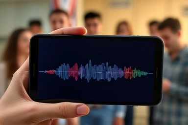 AI pronunciation app showing perfect English waveform.