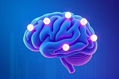 Abstract brain with glowing memory pathways