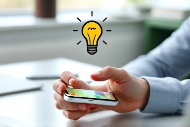 Person learning English on a smartphone app