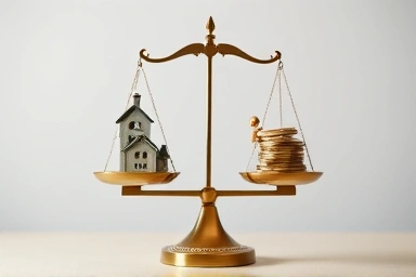 Family finances balanced on a scale representing child support.