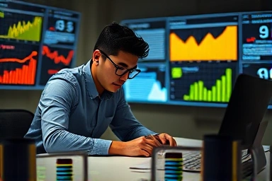 Student focused on computer, learning data analysis skills.