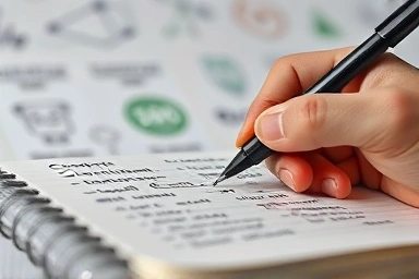 Hand simplifying complex concepts into clear notebook entries.