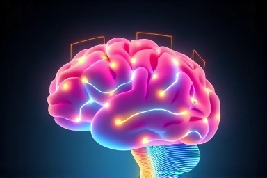 Stylized brain with memory pathways, symbolizing learning and retention.