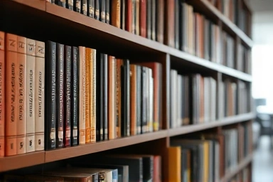 Organized bookshelf with key books highlighted, representing focused study on essential material.