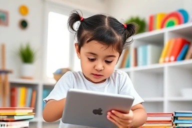 Child learning English online at home