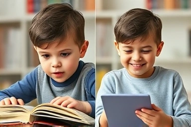Child's transformation from confusion to engagement in math learning.