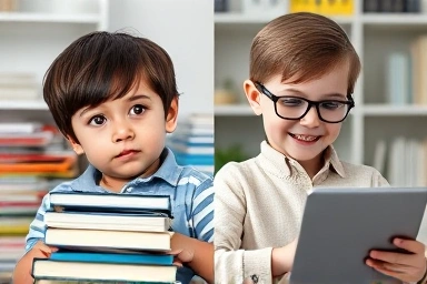Child's learning transformation from confusion to confidence with AI.