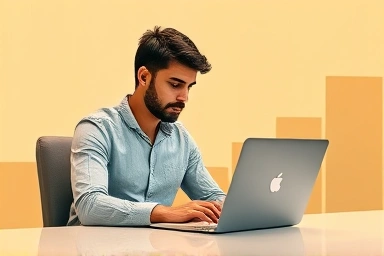 Person coding at desk, symbolizing career transition and learning.