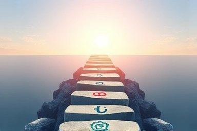 Stepping stones symbolizing progress and career growth in tech.
