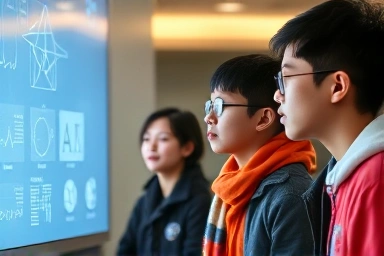 Korean students learning science online with focus