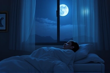 Peaceful sleep, tranquil bedroom, serene night