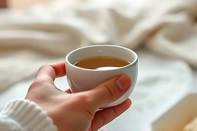 Warm herbal tea, relaxation, calm preparation