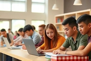 Students studying for FAT 1급 certification.
