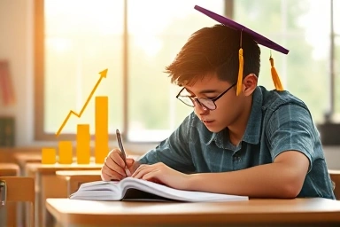 High school student studying effectively during summer break.