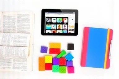 Diverse budget-friendly homeschooling resources laid out attractively.