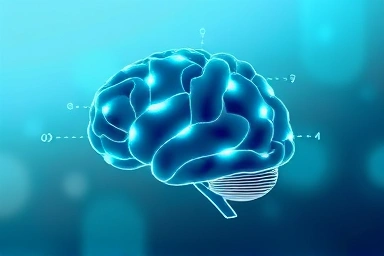 Abstract brain with glowing neural pathways symbolizing learning and achievement.
