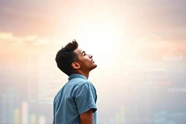 Person looking at digital future, representing IT career change.