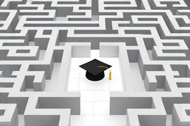 Strategic planning for academic achievement visualized as a maze.