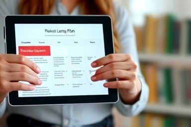 Personalized learning plan on a tablet screen for academic guidance.