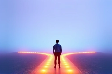 Person at a crossroads symbolizing career choices and future opportunities.