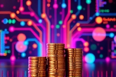 Digital learning, savings, abstract concept, financial empowerment.