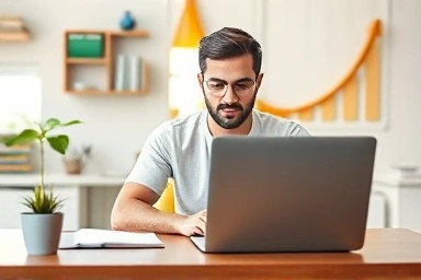 Motivated student completing online course with a challenge.