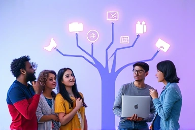 People choosing online learning platforms at a digital crossroads.