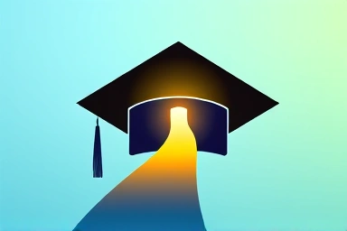 Graduation cap with a glowing path symbolizing success