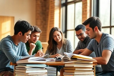 Students actively learning with SQ3R method