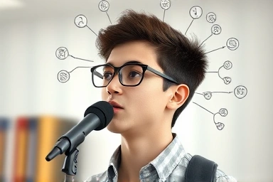 Student speaking confidently, structured ideas flowing.