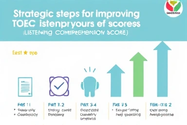 Infographic of TOEIC LC score improvement strategies
