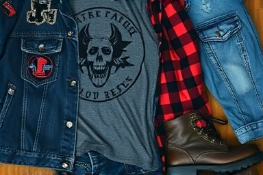 Collection of 90s grunge fashion items