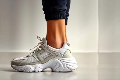 Balenciaga Triple S sneakers fitting comfortably on feet.