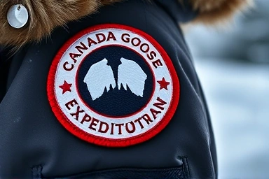Canada Goose Expedition parka patch and fur detail