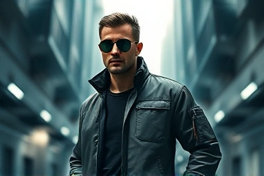 Man wearing CP Company Goggle Jacket in urban setting.