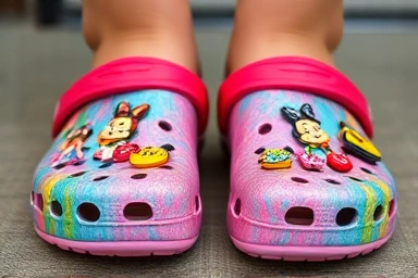 Crocs shoes personalized with a variety of unique Jibbitz charms.