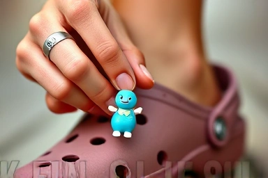 Attaching 3D Crocs Jibbitz charm to shoe